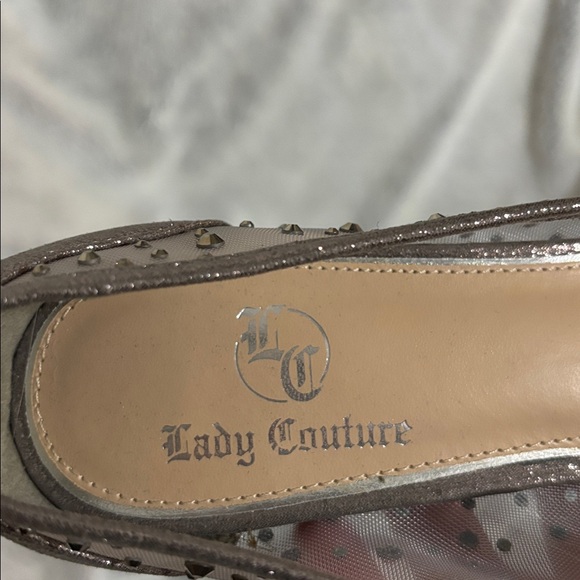 Lady Couture Pewter Mesh Heels, size 38 (7.5) - Picture 9 of 10